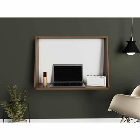 DEPOT E-SHOP Vasco Wall Desk, Mahogany & White DE-EGB5969